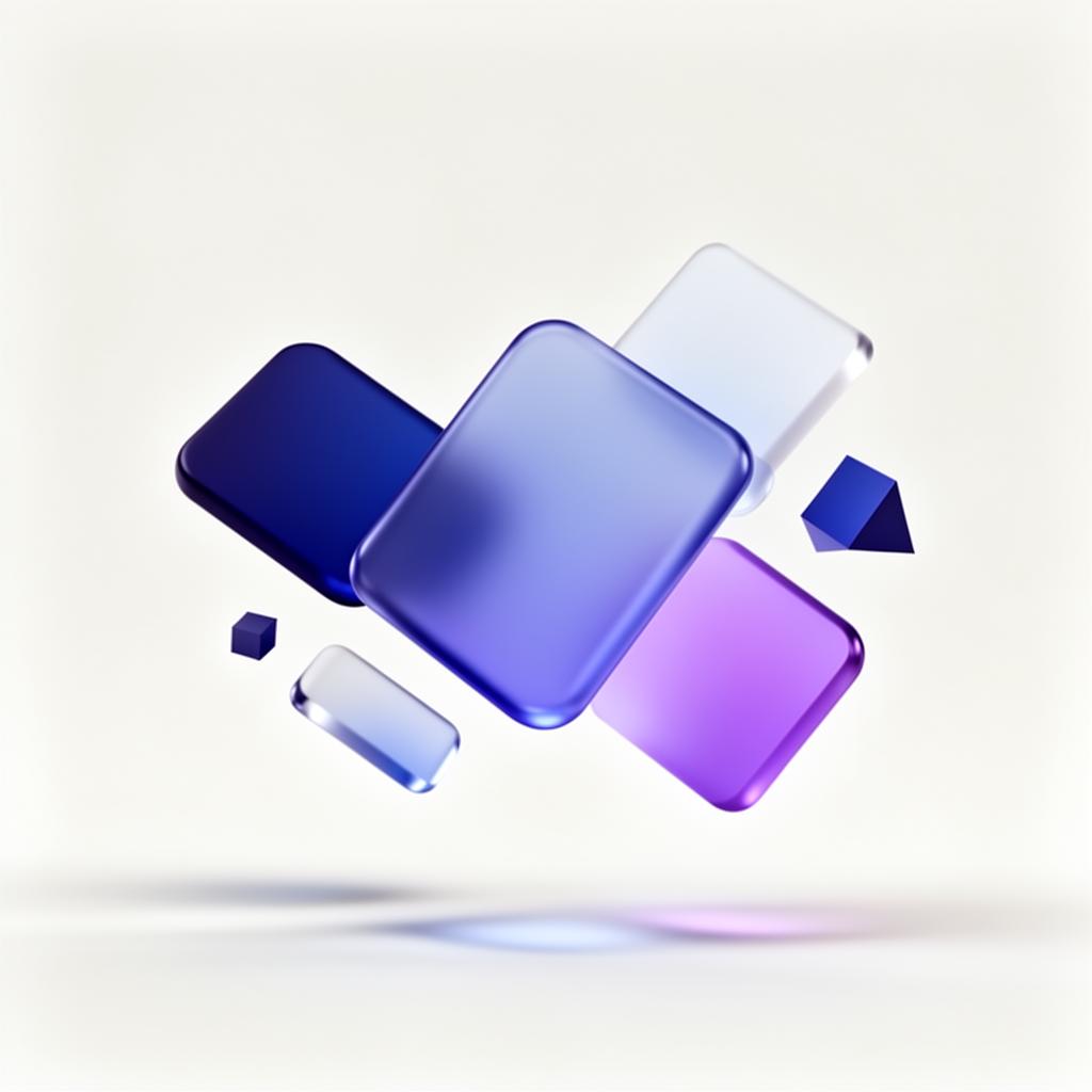 Floating glassmorphic digital product cards